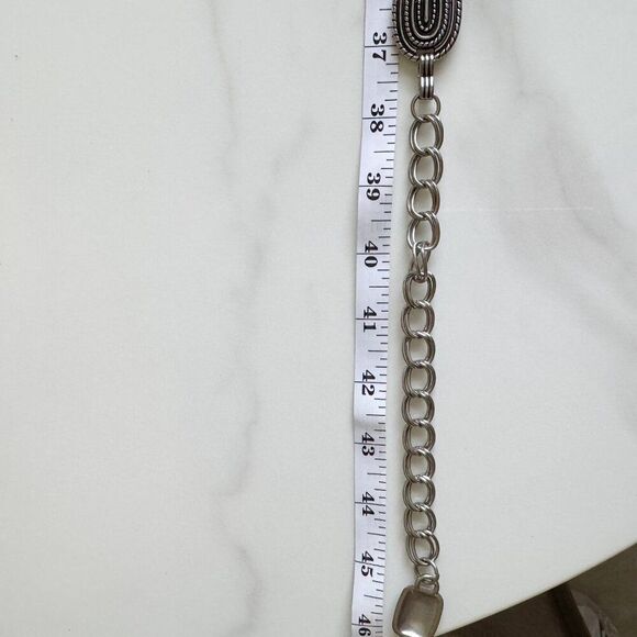 Vintage Silver Tone Geometric Chain Belt Adjustable Womens - Picture 4 of 4